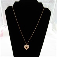 20" 14K Gold Necklace w/10K Heart Pendant 6.7 GrTW