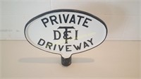 Private Driveway Cast Iron Railroad Sign 18x14in