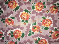 Vintage printed cotton feed sack-roses on stripe