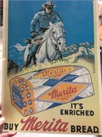 NOS vintage Merita bread ad-Lone Ranger