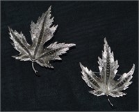 Pair Vintage Maple Leaf Brooches