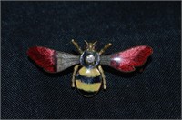 Vintage Gemstone & Enamelled Bee Pin