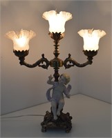 Vintage Spelter Figural Table Lamp 23"h x 16"w