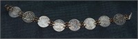 Ladies SIlver Pence English Bracelet