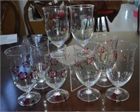 8 Large Etched Water Glasses