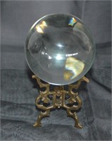 Crystal Ball On Brass Stand 9"