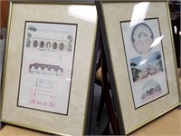 PAIR OF FRAMED ARCHITECTURAL PRINTS