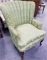 GORGEOUS GREEN SCALLOPED FLORAL GREEN CHAIR