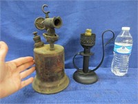 antique brass torch & old candle holder
