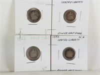 4PC SEATED LIBERTY SILVER DIME LOT