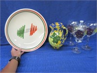 italian pasta bowl - hand painted wine goblets -