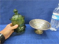 sterling weighted dish & coin glass candy jar