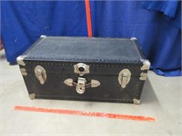 vintage black storage trunk with tray