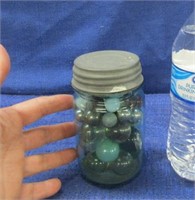 old ball pint jar & 65+ marbles