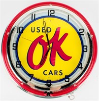 Neon Advertising Used OK Cars Wall Clock