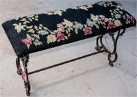 Antique Wrought Iron Art Nouveau Garden Bench