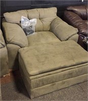 Simmons upholstered chair with matching ottoman