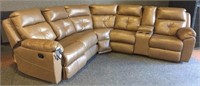 Simmons light brown leather sectional reclining