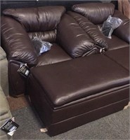 Simmons brown leather chair with matching ottoman
