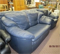 Navy Leather  love seat 65" and chair 44"