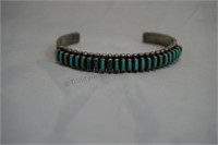 Native American Silver and Turquoise Cuff Signed