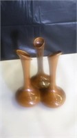 VAN BUGGLE BROWN TRIPPLE BUD VASE