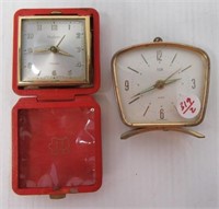 (2) Vintage alarm clocks including Hudson and
