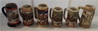 (6) Beer steins/mugs including (5) Budweiser and