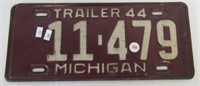 1944 Michigan trailer license plate.