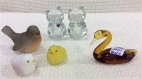 Set of 6 Various Sm. Fenton Animals Including