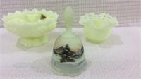Group of 3 Yellow Fenton Pieces Including Hobnail