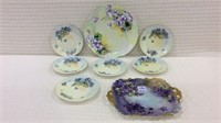 Set of 8 Floral Design Painted Plates