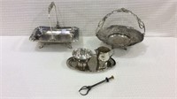 7 Pieces of Ornate Silverplate Serving Pieces
