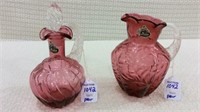 Pair of Cranberry & Crystal Fenton Pieces