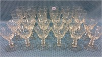 Set of 24 Glass Etched Wines & Sherbets