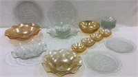 Lg. Group of Iris Pattern Peach & Clear Depression