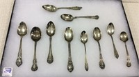 Collection of 10 Various Sterling Silver Teaspoons
