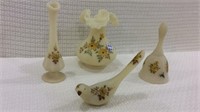 Group of 4 Hand Painted Signed Fenton