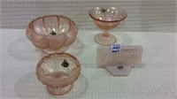 Group of 4 Pieces of Pink Fenton Including