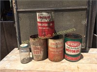 Lot of assorted old oil cans