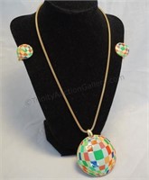 Eisenberg Enamel Necklace & Clip On Earring Set