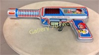 Vintage tin litho Space Ray Gun automatic pistol