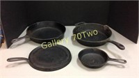 Selection of cast iron skillets and