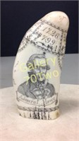 Highly carved scrimshaw with Admiral Howe and The