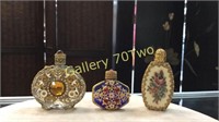 Antique gilded glass perfume bottles-one has a