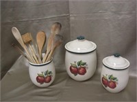 Ceramic Kitchen Canisters & Spoon Jar