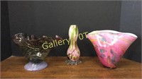 Selection of abstract art glass vases-tallest is