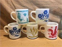 lot of 5 vintage Glasbake mugs