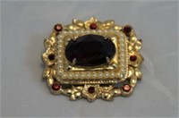 Coro Victorian Style Ruby and Pearl Pin Brooch