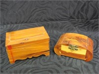 2 Small Cedar Trinket Boxes